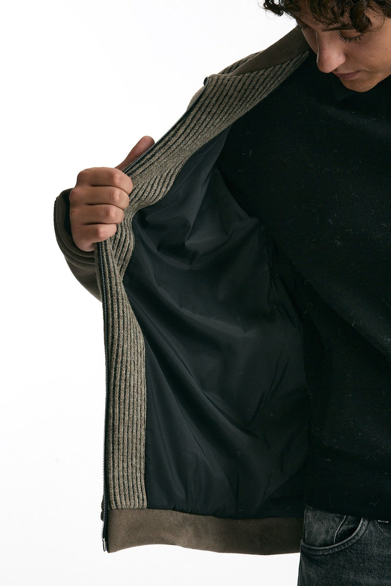 Giubbino bimateriale tortora men Hosio - 6