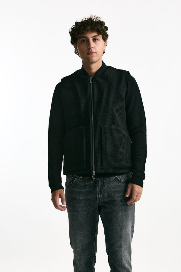 Gilet full zip nero men Hosio