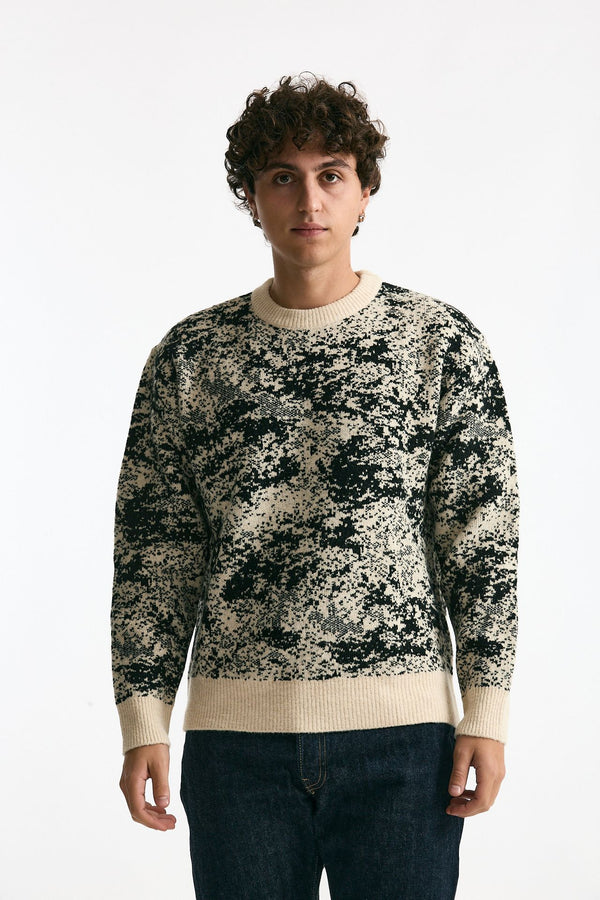 Maglia misto lana fantasia nero men Hosio