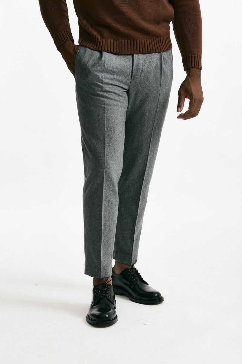 Pantalone in flanella di lana grigio men Incotex - 2