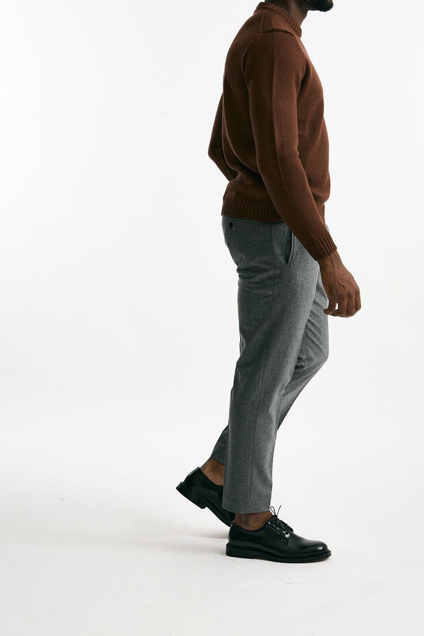 Pantalone in flanella di lana grigio men Incotex