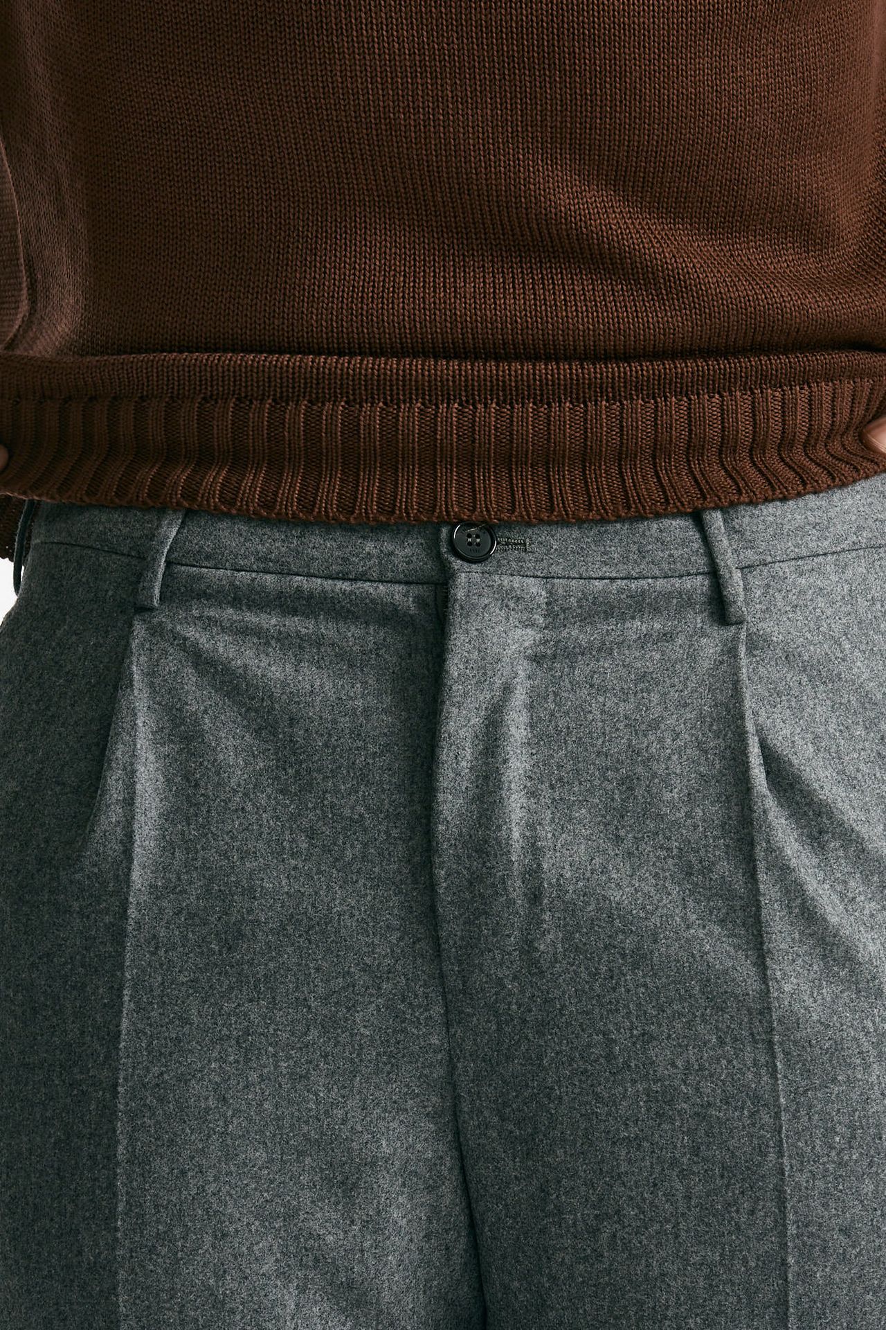 Pantalone in flanella di lana grigio men Incotex - 5