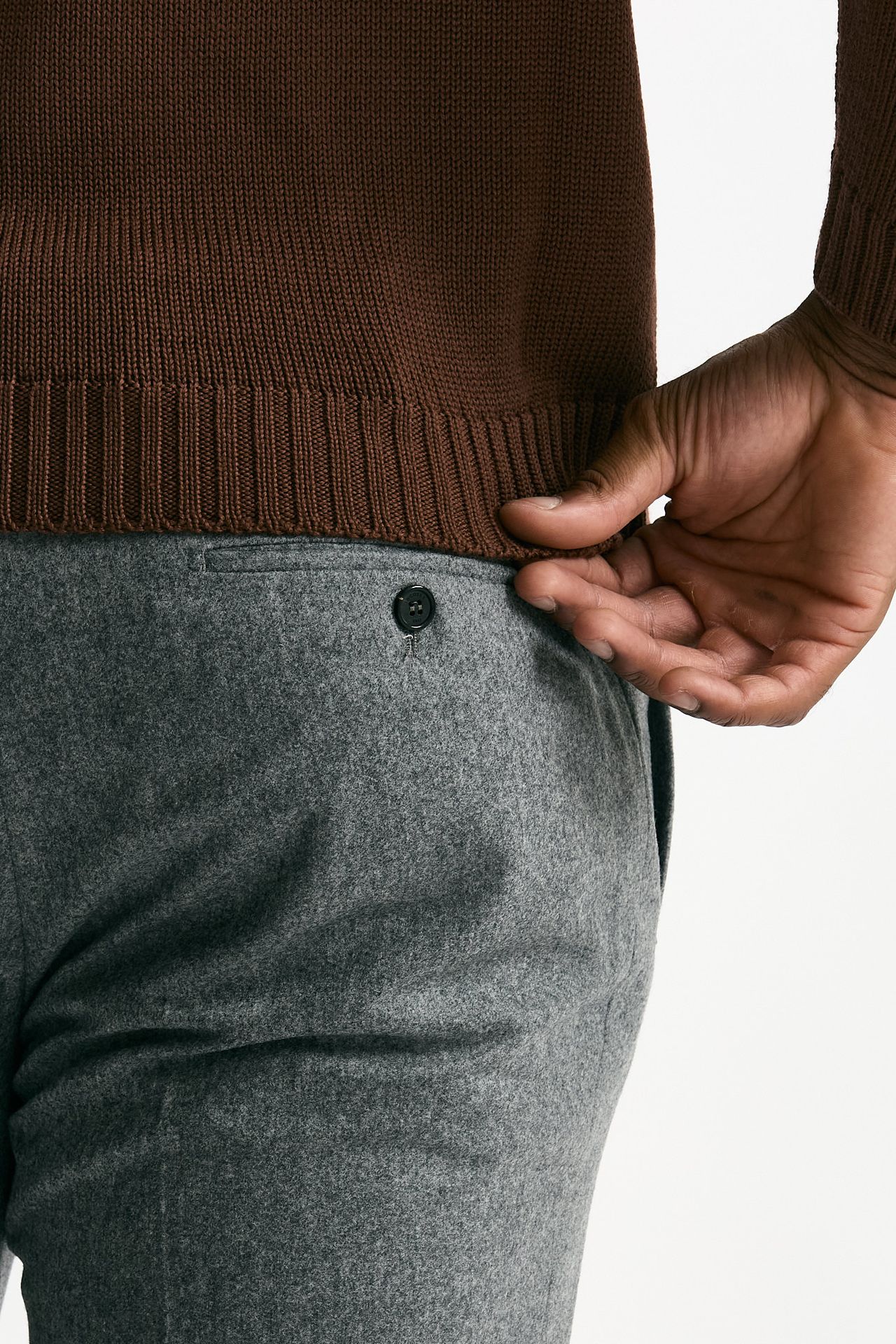 Pantalone in flanella di lana grigio men Incotex - 7