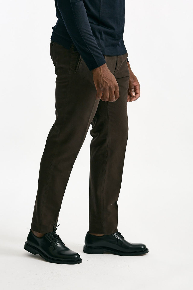 Pantalone in cotone stretch marrone men Incotex - 4