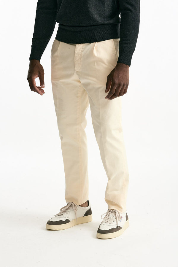 Pantalone in cotone stretch panna men Incotex