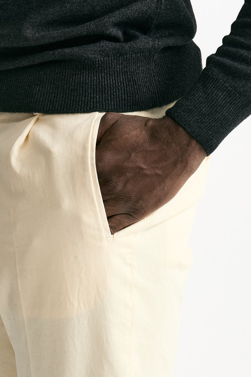 Pantalone in cotone stretch panna men Incotex - 6