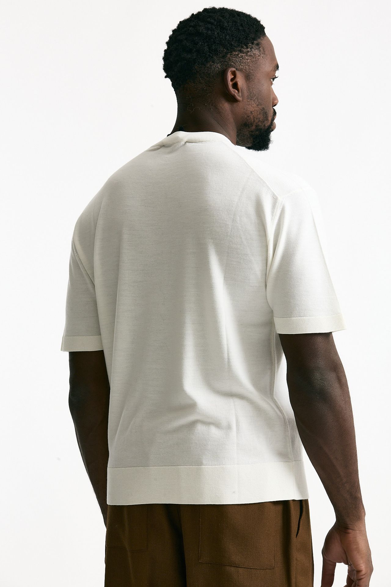 T-shirt lana e cashmere bianco men Laneus - 4