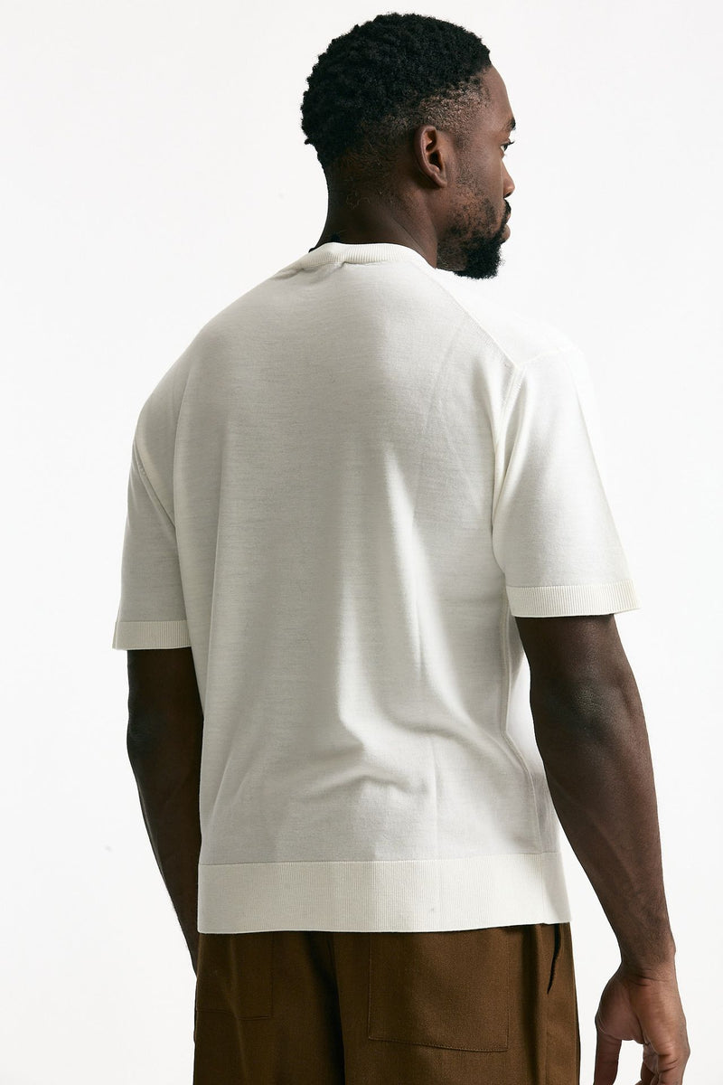T-shirt lana e cashmere bianco men Laneus - 4