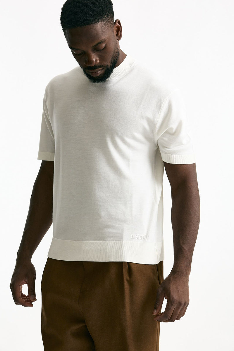 T-shirt lana e cashmere bianco men Laneus - 1