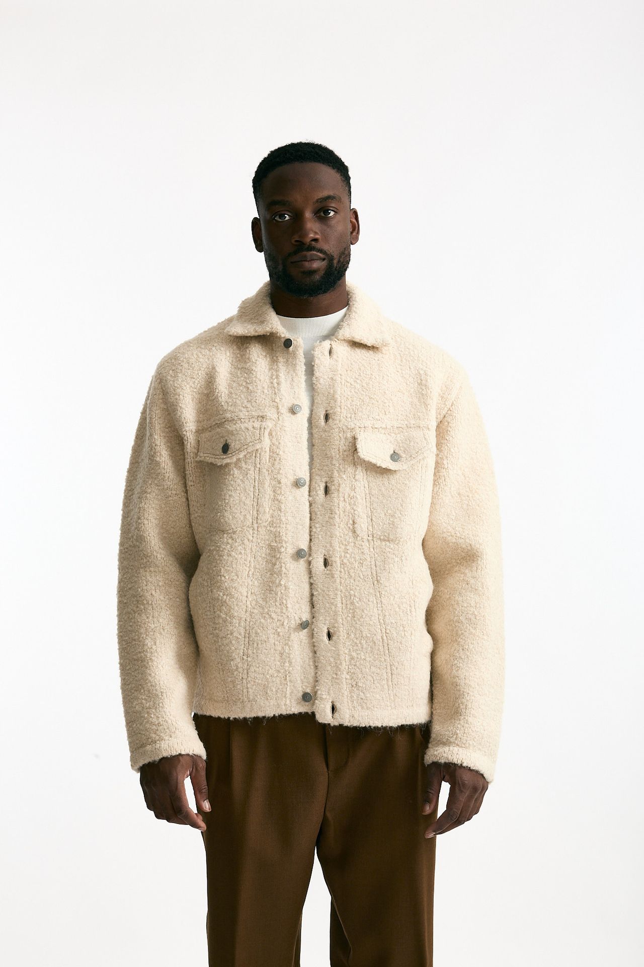 Giubbino lana bouclè panna men Laneus - 1
