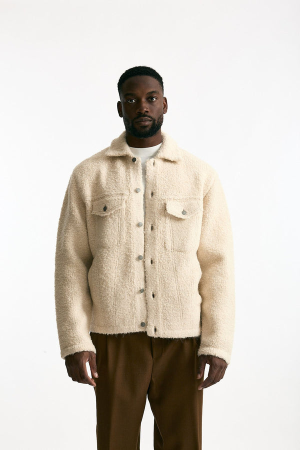 Giubbino lana bouclè panna men Laneus