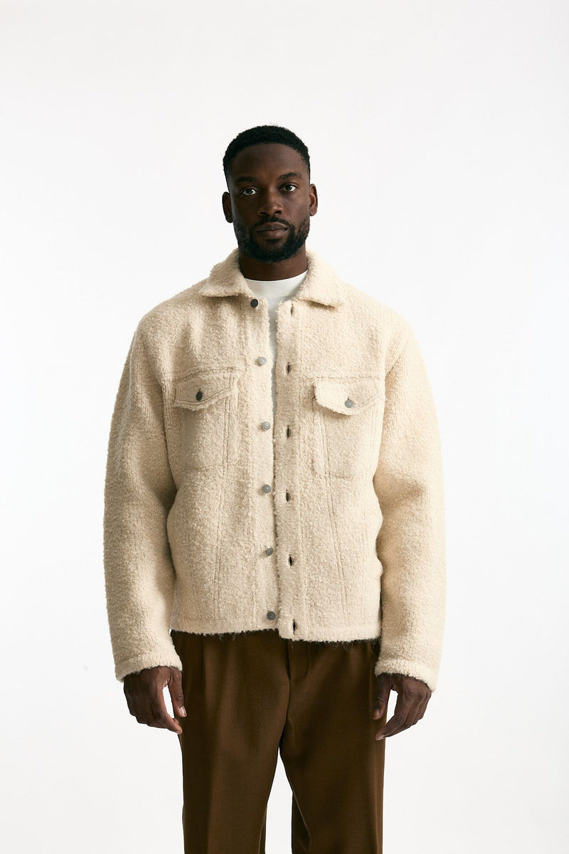 Giubbino lana bouclè panna men Laneus - 1