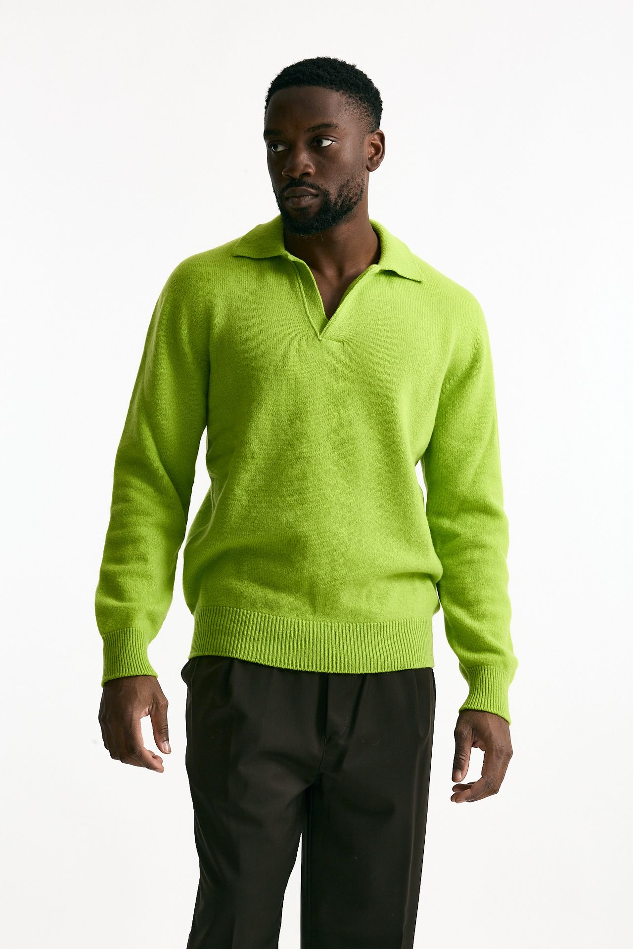 Polo lana e cashmere verde acido men Laneus - 1