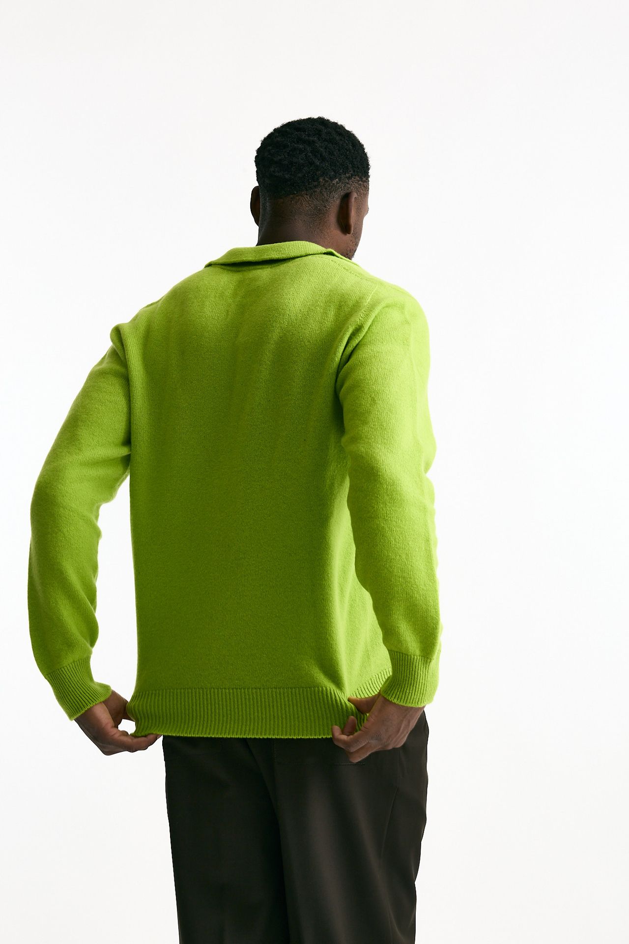 Polo lana e cashmere verde acido men Laneus - 3