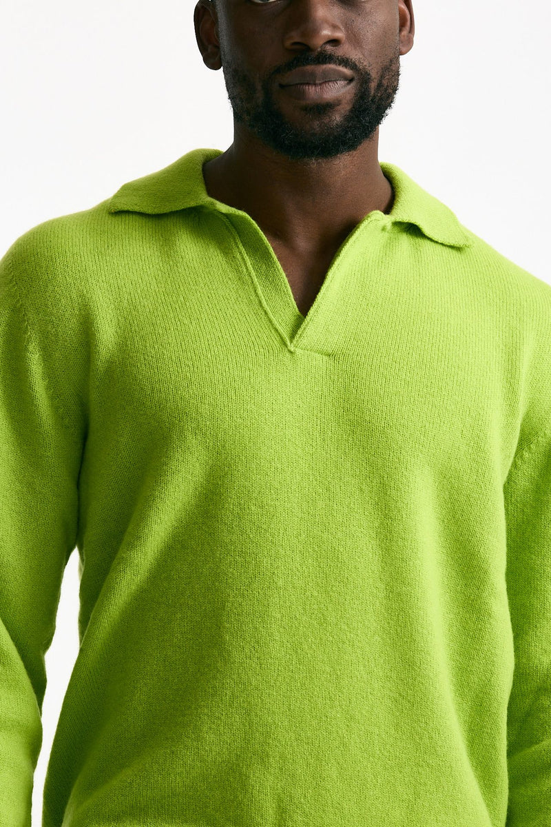 Polo lana e cashmere verde acido men Laneus - 5