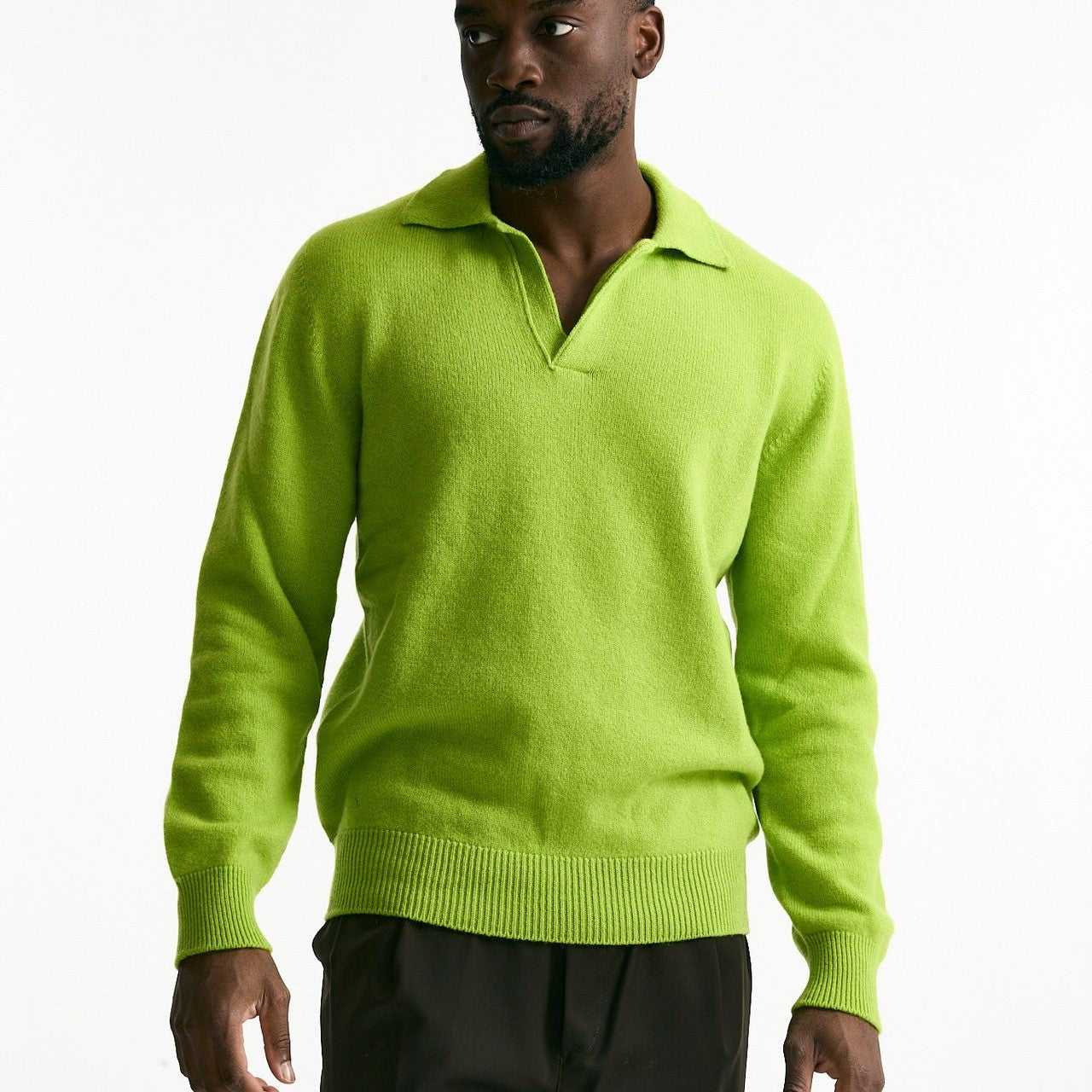 Polo lana e cashmere verde acido men Laneus - 7