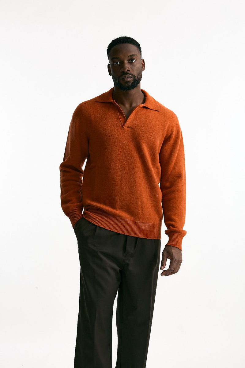 Polo lana e cashmere arancio men Laneus - 1