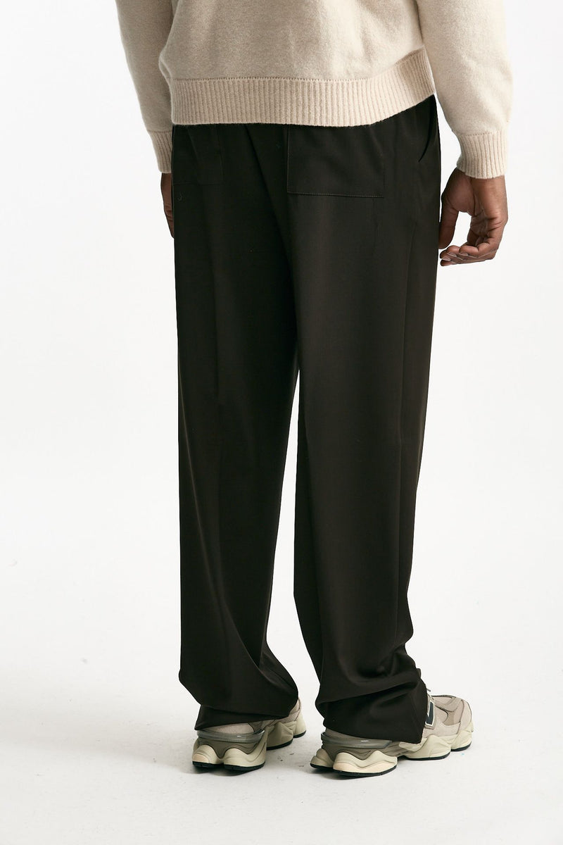 Pantalone ampio in lana ferma marrone men Laneus - 2