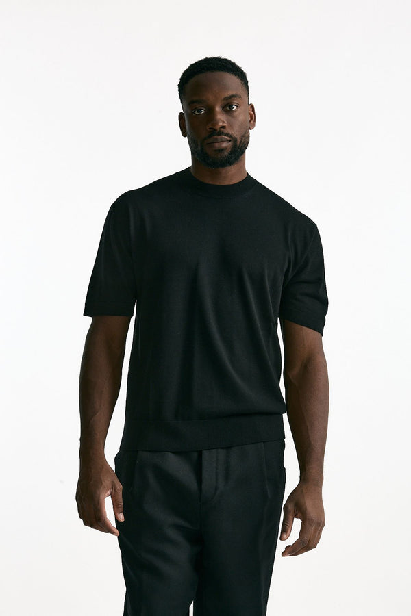 T-shirt lana e cashmere nero men Laneus