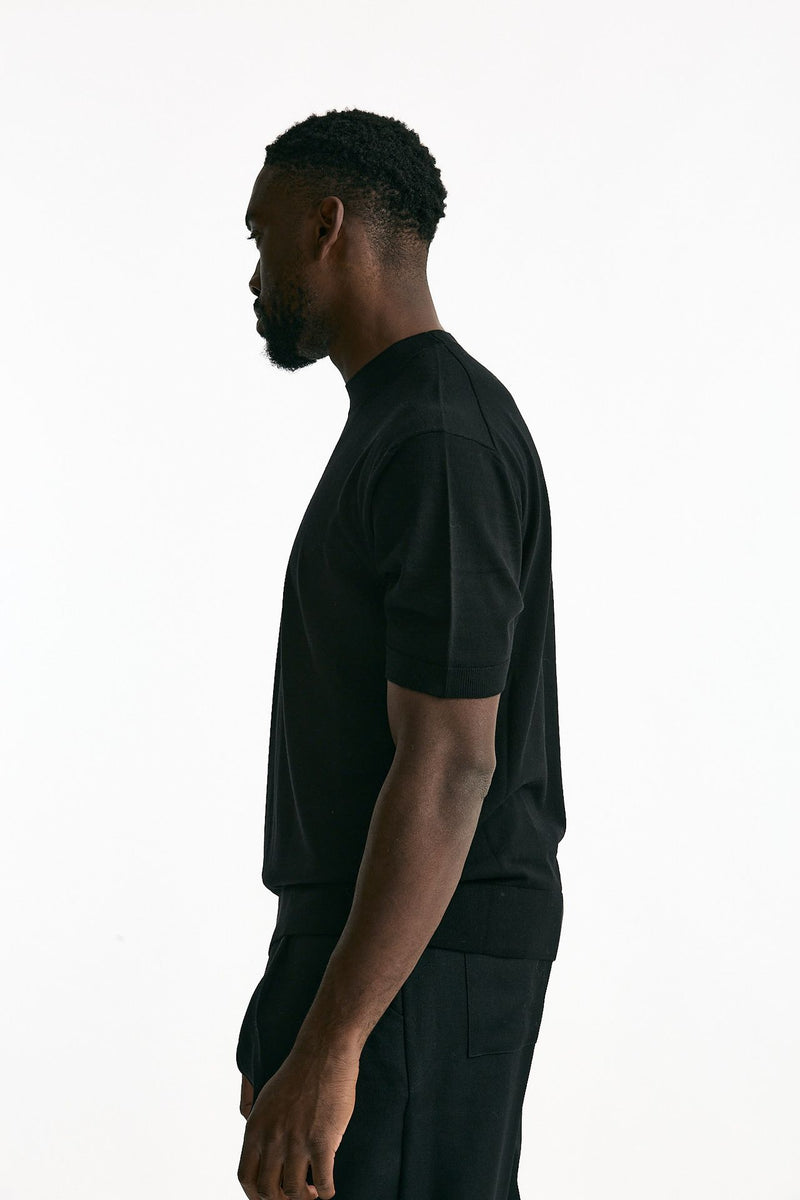 T-shirt lana e cashmere nero men Laneus - 2