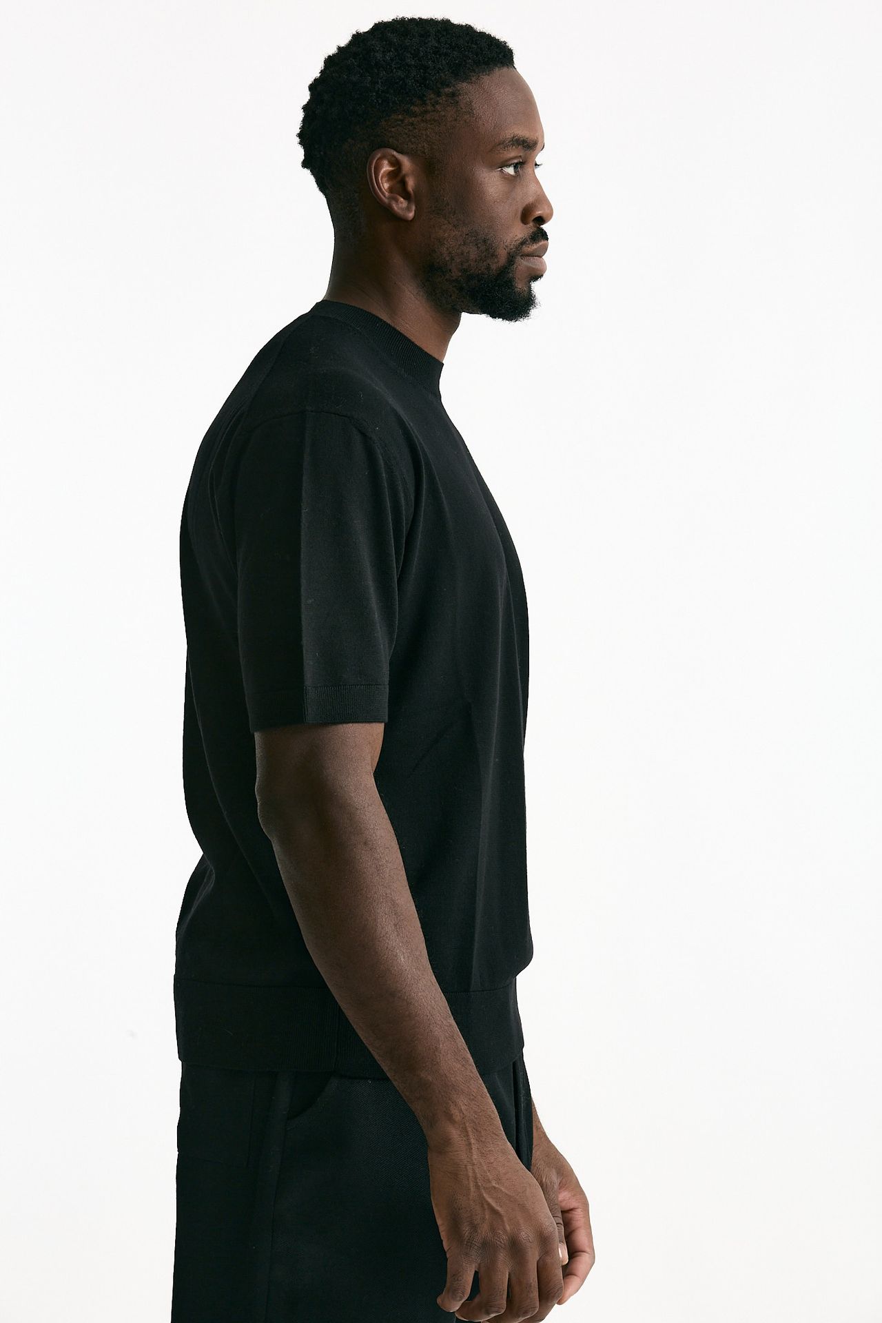 T-shirt lana e cashmere nero men Laneus - 4