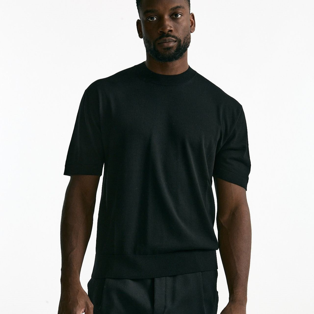 T-shirt lana e cashmere nero men Laneus - 7