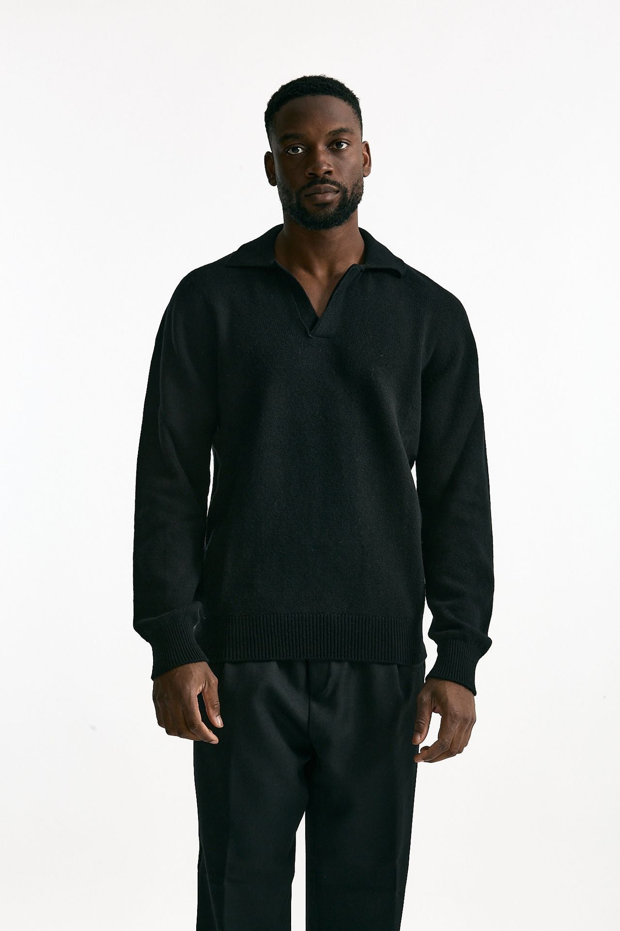 Polo lana e cashmere nero men Laneus - 1