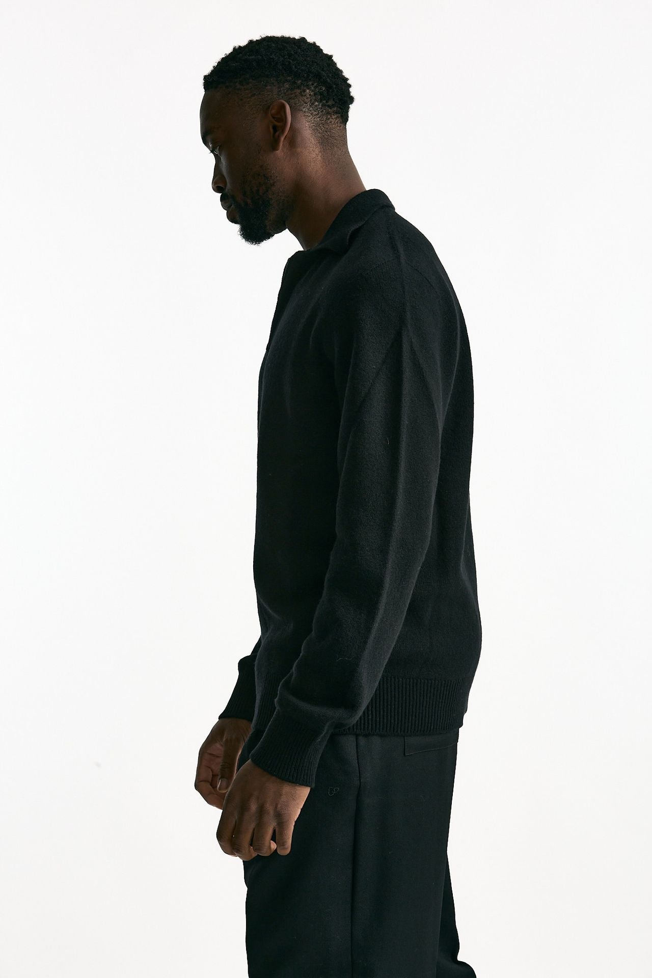 Polo lana e cashmere nero men Laneus - 2