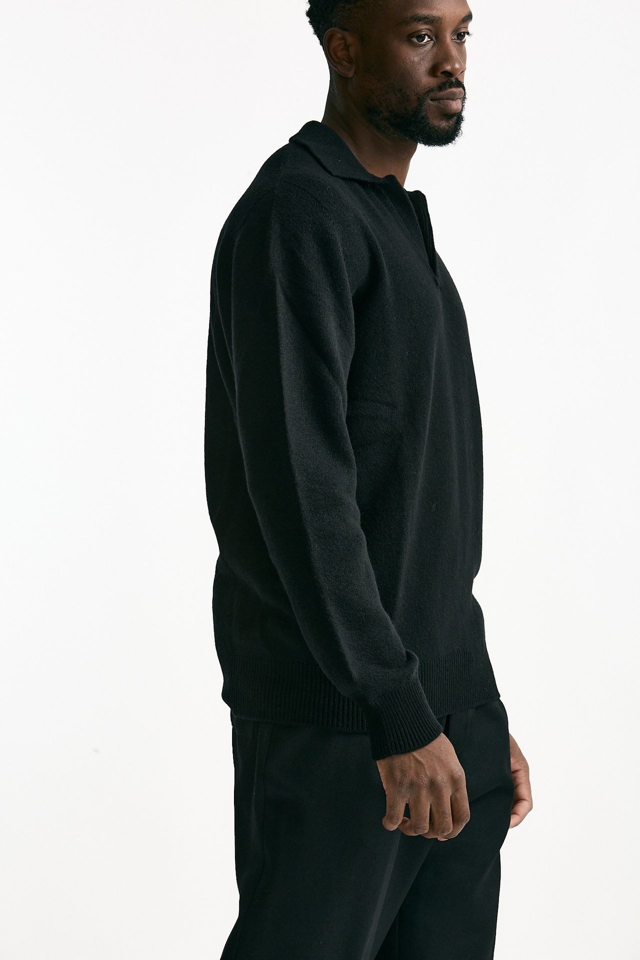 Polo lana e cashmere nero men Laneus - 4