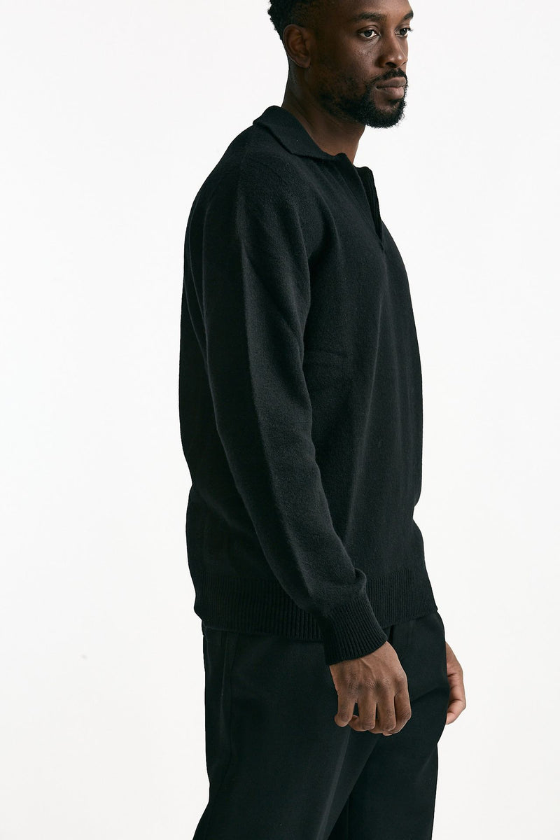 Polo lana e cashmere nero men Laneus - 4