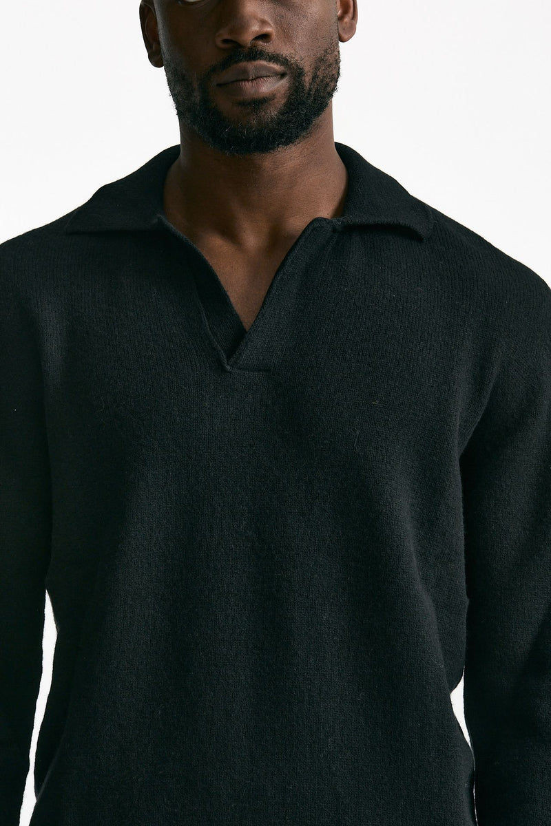 Polo lana e cashmere nero men Laneus - 5