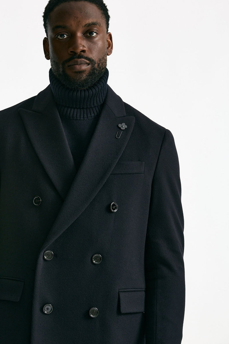 Cappotto doppiopetto in lana blu men Lardini - 6