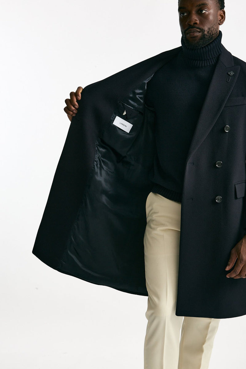 Cappotto doppiopetto in lana blu men Lardini - 8