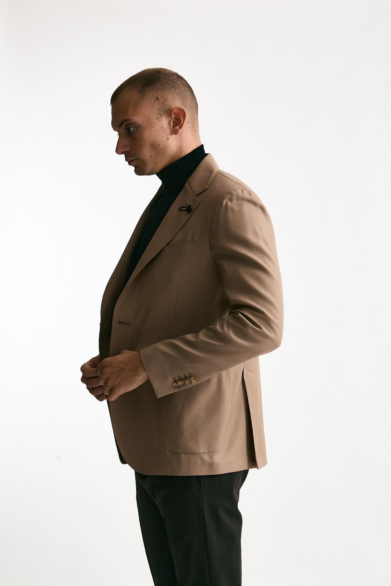 Giacca monopetto beige in lana e seta men Lardini - 2