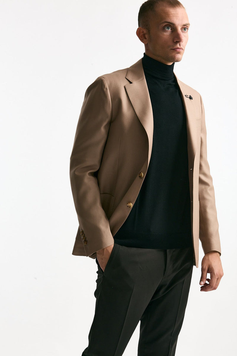 Giacca monopetto beige in lana e seta men Lardini - 3