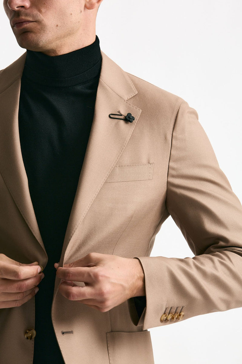 Giacca monopetto beige in lana e seta men Lardini - 6