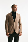 Giacca monopetto beige in lana e seta men Lardini - 7