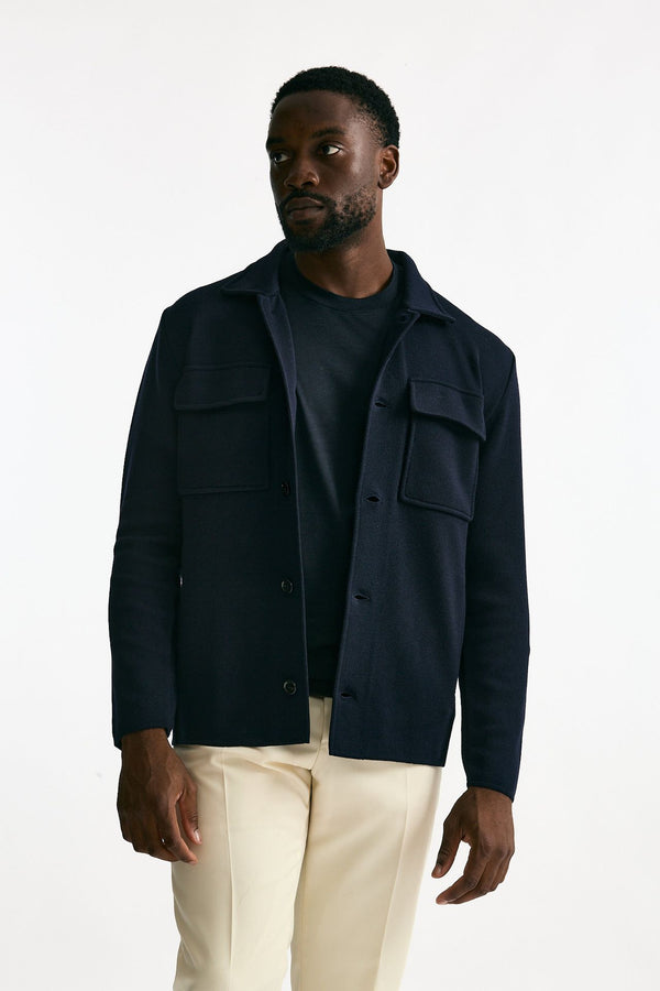 Overshirt in lana blu men Lardini