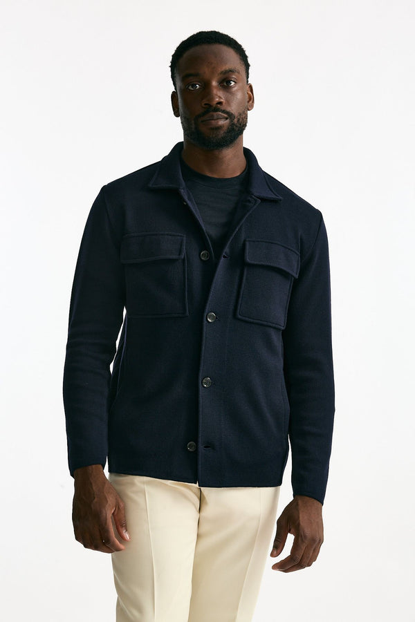 Overshirt in lana blu men Lardini
