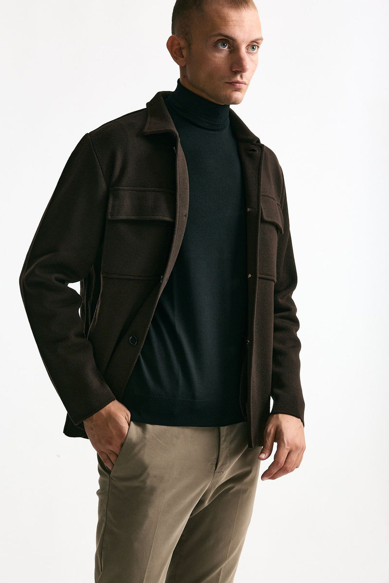 Overshirt in lana marrone men Lardini - 4