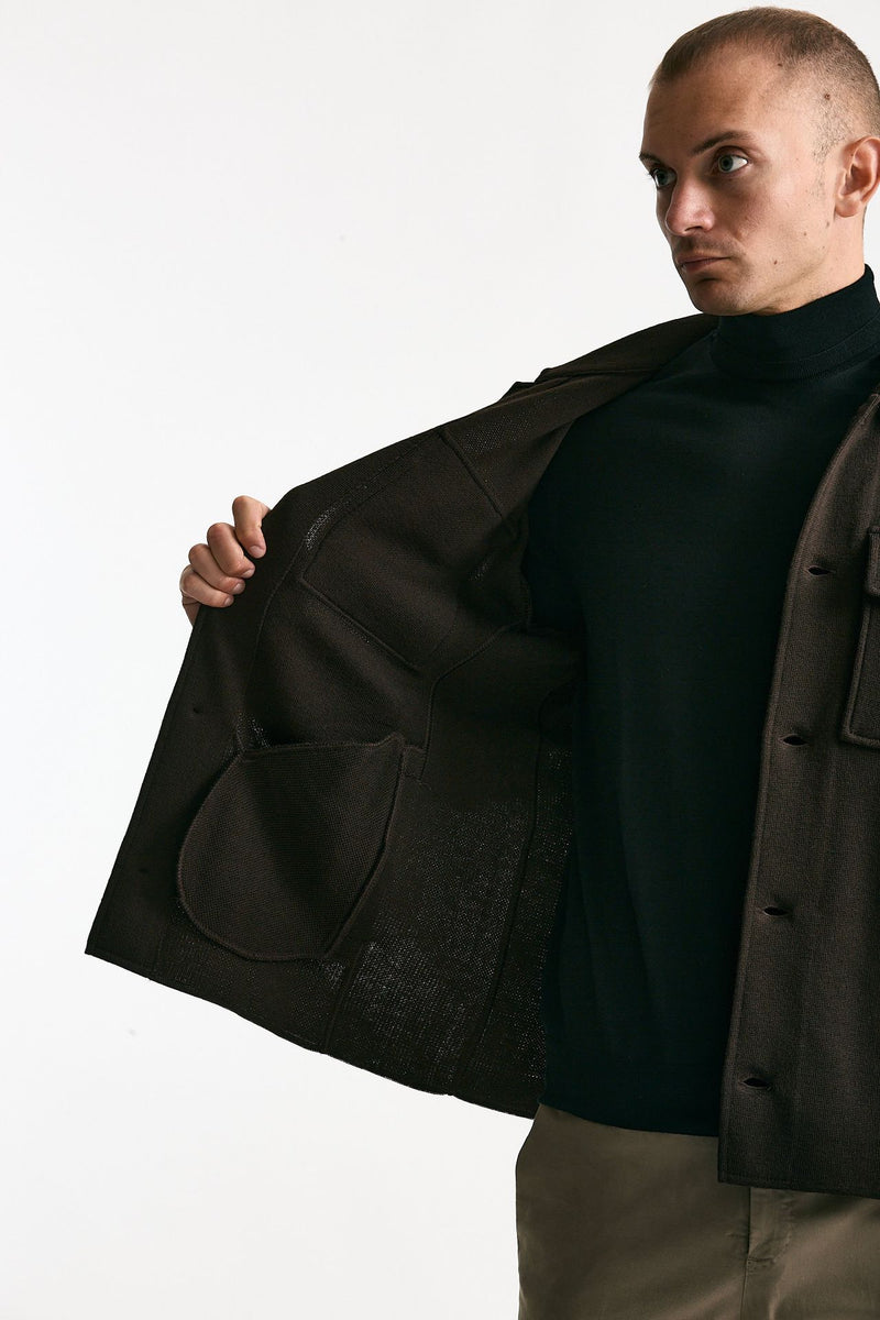 Overshirt in lana marrone men Lardini - 8