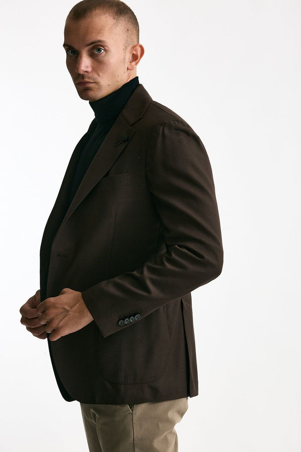 Giacca monopetto marrone lana e seta men Lardini