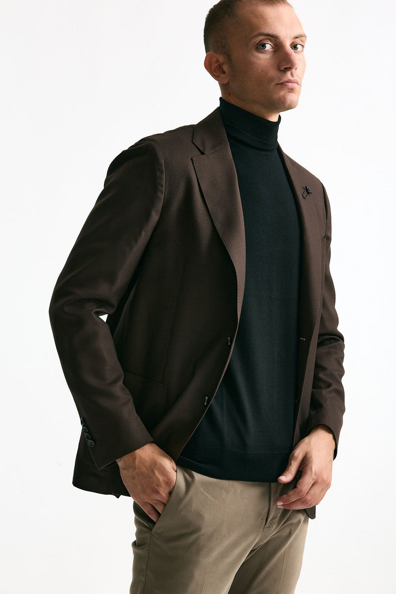 Giacca monopetto marrone lana e seta men Lardini - 4