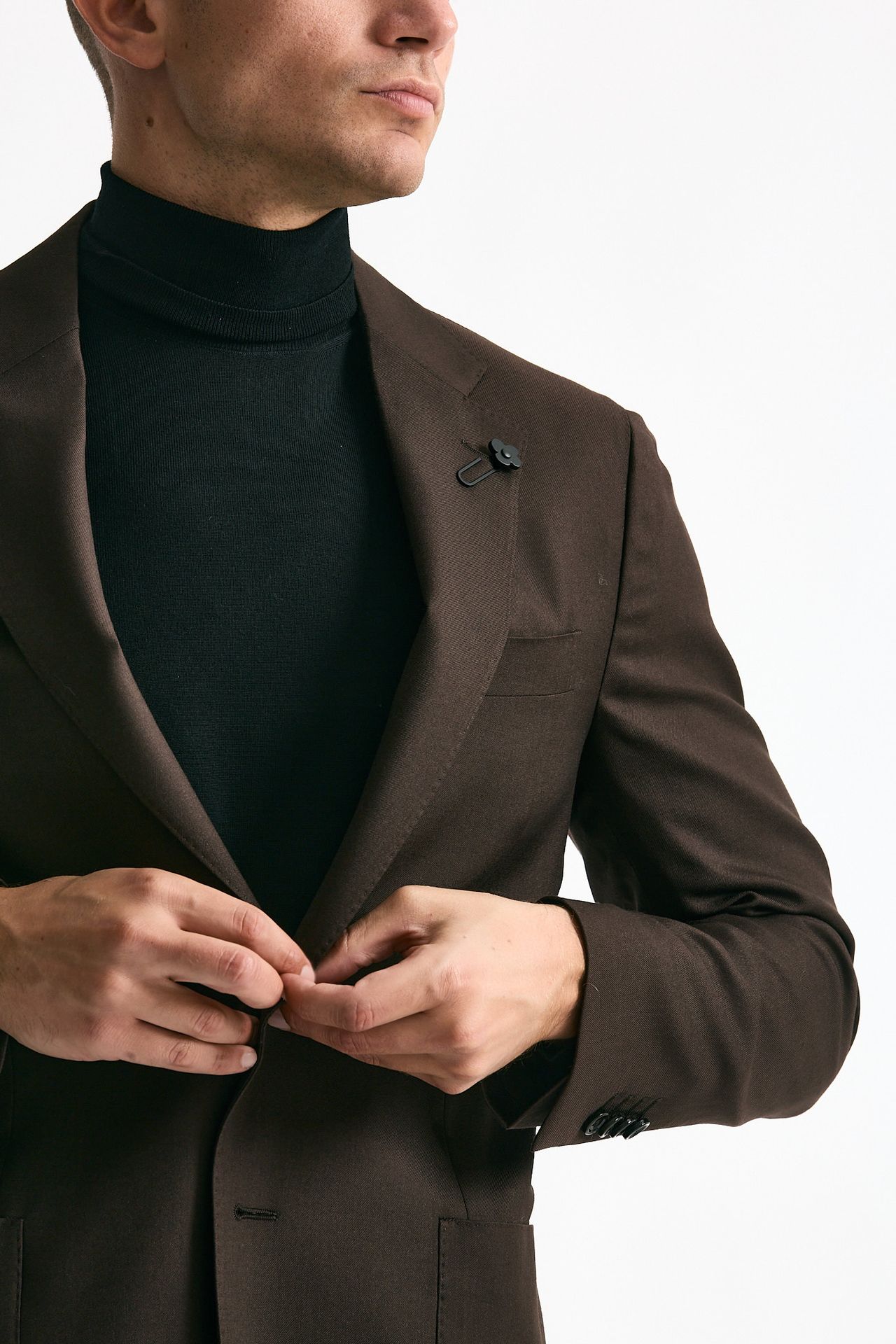 Giacca monopetto marrone lana e seta men Lardini - 5