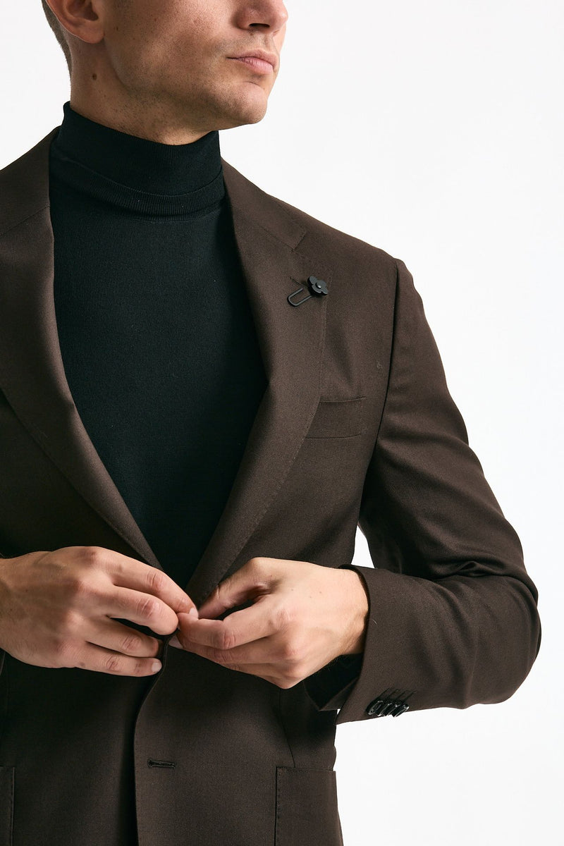 Giacca monopetto marrone lana e seta men Lardini - 5