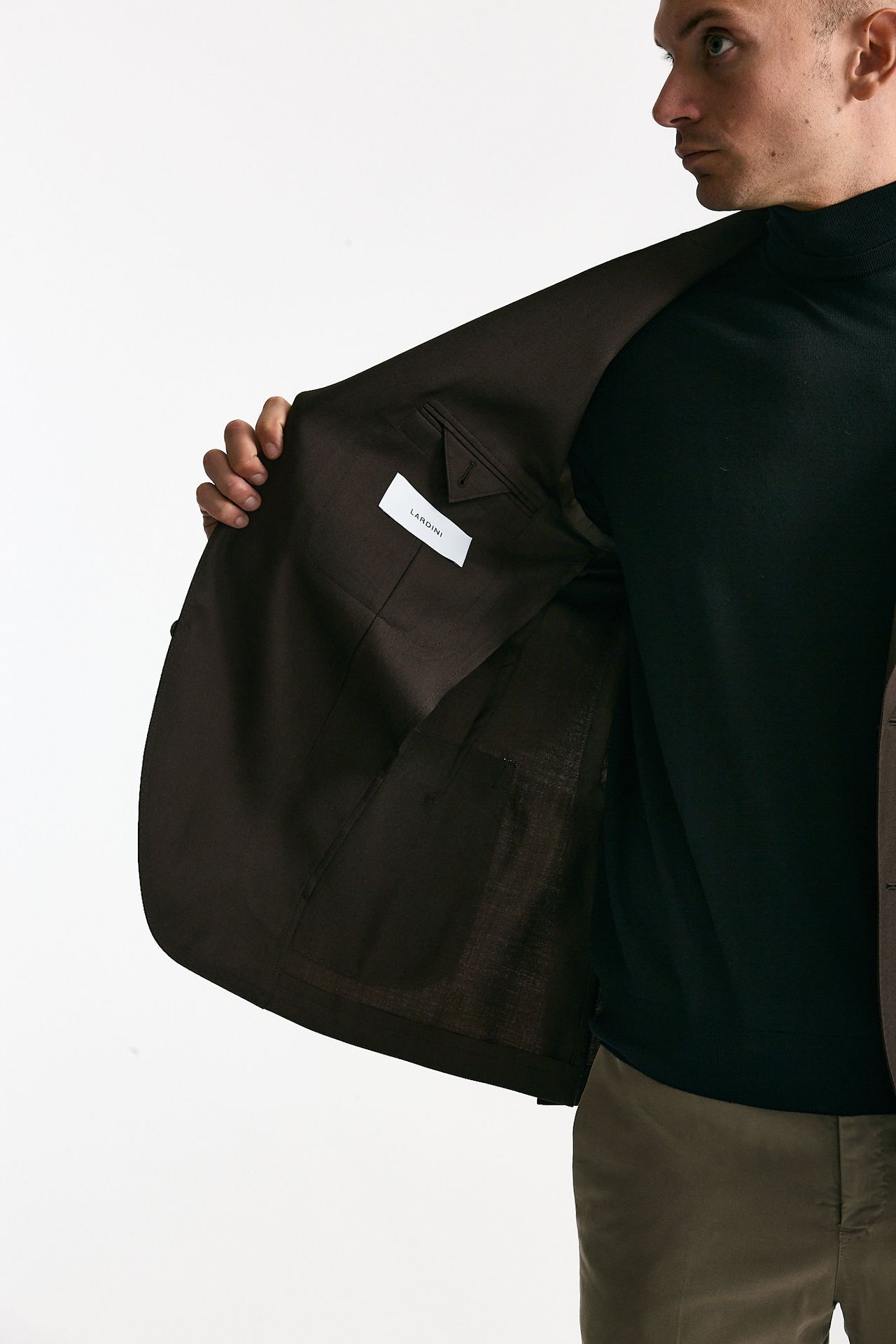 Giacca monopetto marrone lana e seta men Lardini - 6