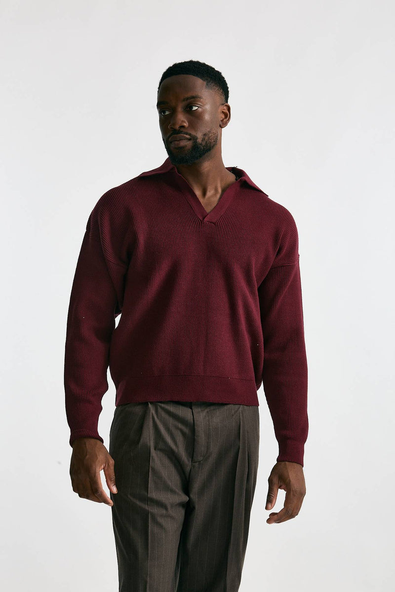 Maglia Polo scollo a V bordeaux men Marsēm - 2