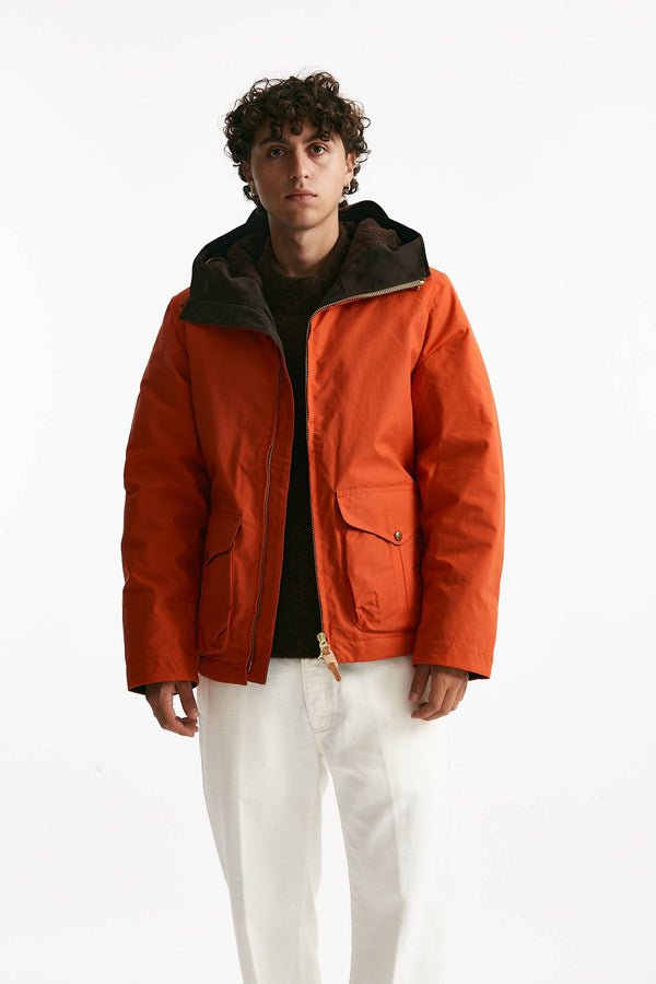 giubbotto blazer coat in cotone cerato arancio men Manifattura ceccarelli