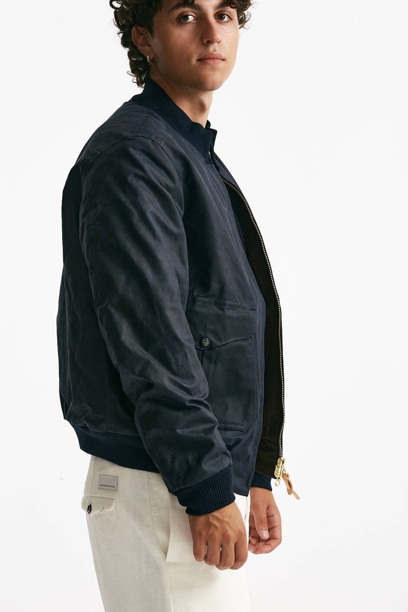 bomber new bomber in cotone cerato blu men Manifattura ceccarelli - 2
