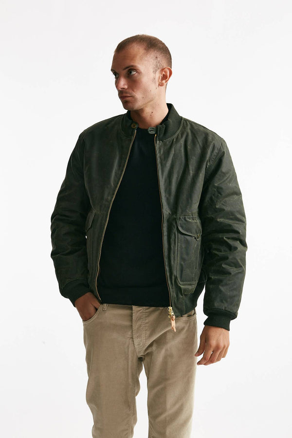 bomber new bomber in cotone cerato verde men Manifattura ceccarelli